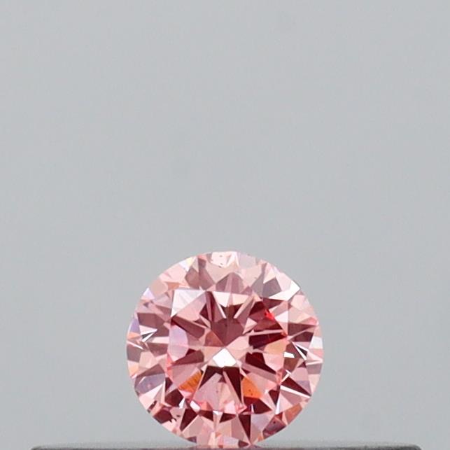 Actual 0.09 carat Intense Pink Round lab-grown diamond