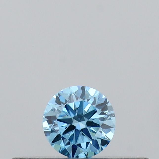 Actual 0.11 carat Vivid Blue Round lab-grown diamond