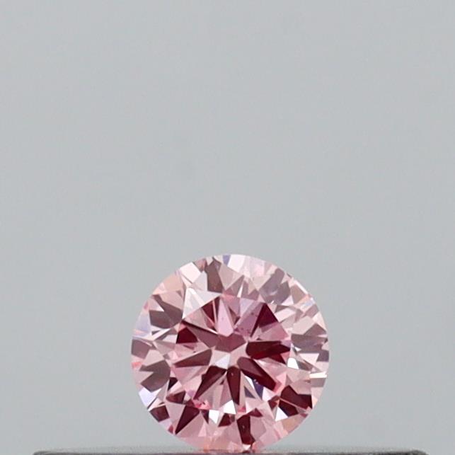 Actual 0.09 carat Intense Pink Round lab-grown diamond