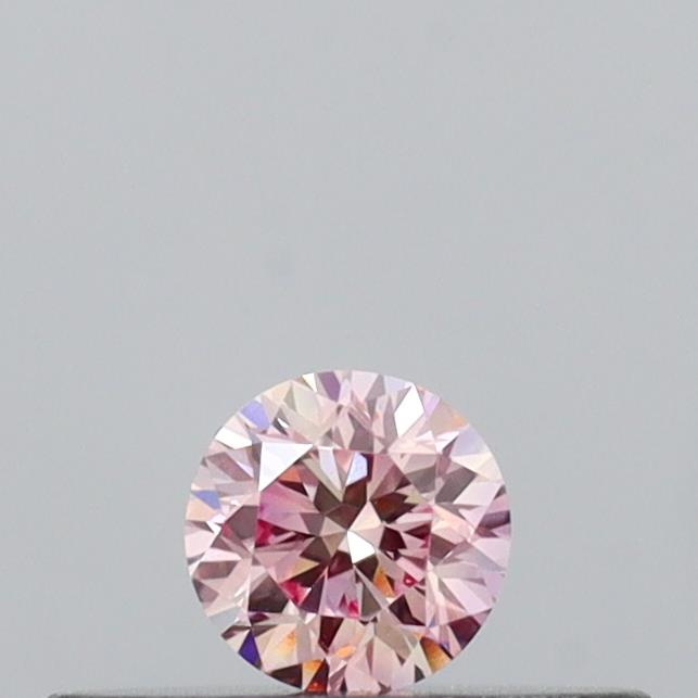 Actual 0.13 carat Intense Pink Round lab-grown diamond