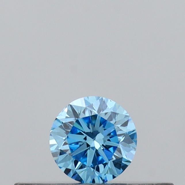 Actual 0.13 carat Vivid Blue Round lab-grown diamond