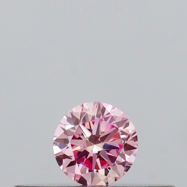 Actual 0.12 carat Intense Pink Round lab-grown diamond