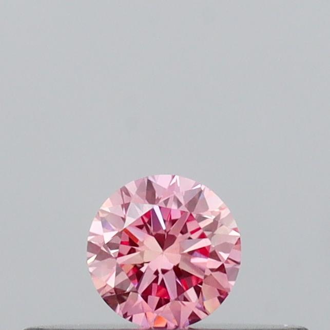 Actual 0.13 carat Vivid Pink Round lab-grown diamond