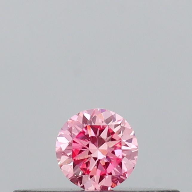 Actual 0.1 carat Vivid Pink Round lab-grown diamond