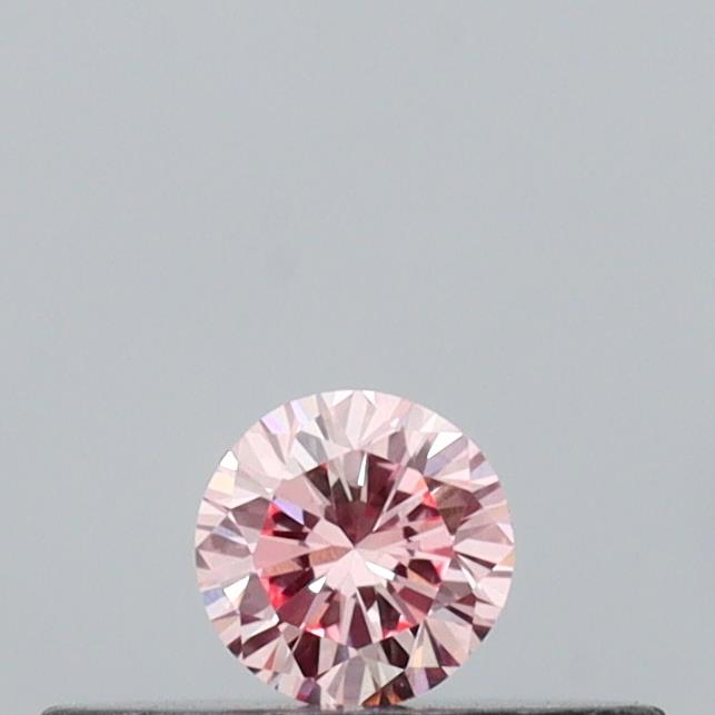 Actual 0.11 carat Intense Pink Round lab-grown diamond