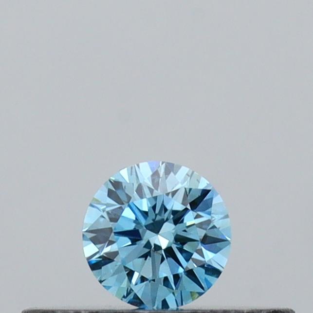 Actual 0.13 carat Vivid Blue Round lab-grown diamond