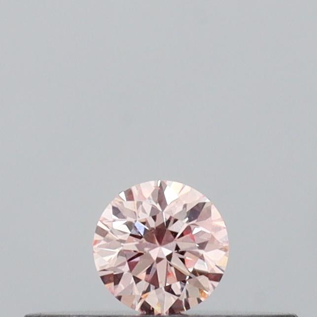 Actual 0.09 carat Light Pink Round lab-grown diamond
