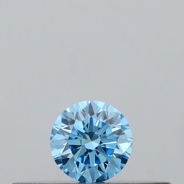 Actual 0.11 carat Vivid Blue Round lab-grown diamond