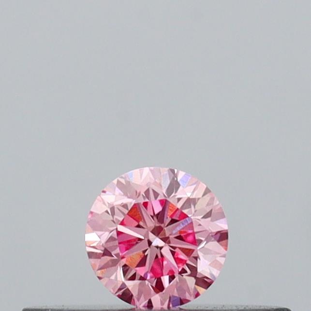 Actual 0.13 carat Intense Pink Round lab-grown diamond