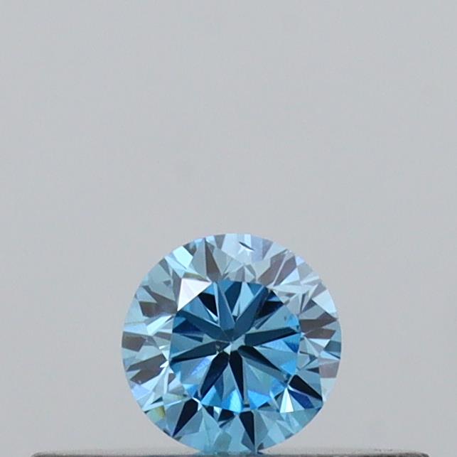 Actual 0.14 carat Vivid Blue Round lab-grown diamond