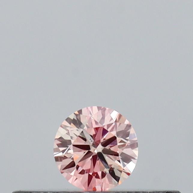 Actual 0.1 carat Intense Pink Round lab-grown diamond