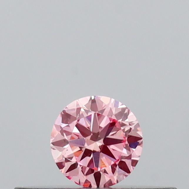 Actual 0.16 carat Vivid Pink Round lab-grown diamond