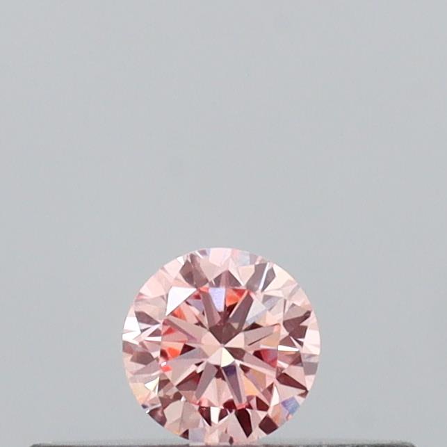 Actual 0.11 carat Intense Pink Round lab-grown diamond