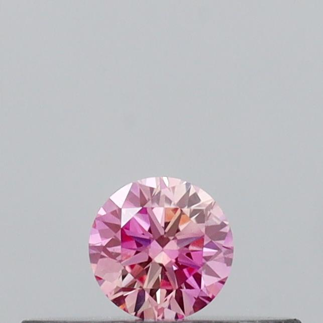 Actual 0.11 carat Intense Pink Round lab-grown diamond