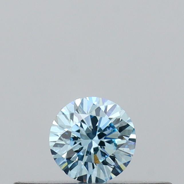 Actual 0.13 carat Vivid Blue Round lab-grown diamond