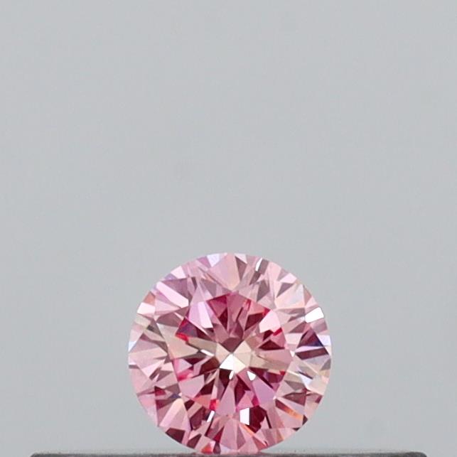 Actual 0.11 carat Intense Pink Round lab-grown diamond