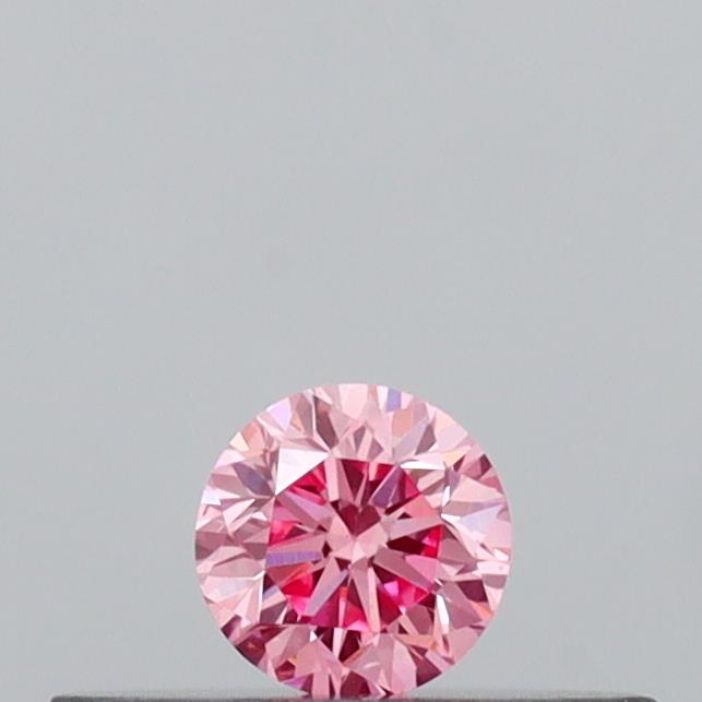 Actual 0.12 carat Vivid Pink Round lab-grown diamond