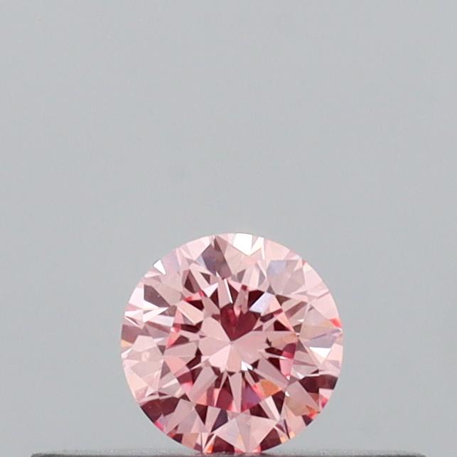 Actual 0.14 carat Intense Pink Round lab-grown diamond