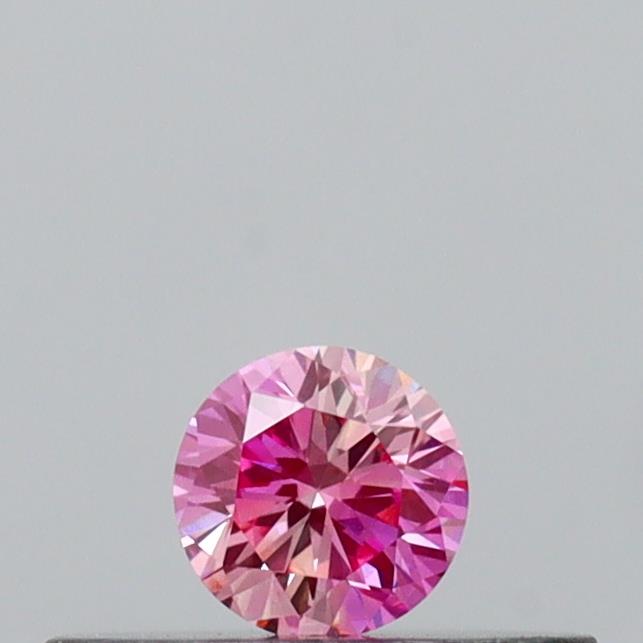 Actual 0.12 carat Intense Pink Round lab-grown diamond