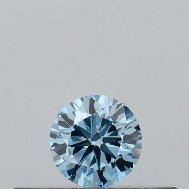 Actual 0.14 carat Vivid Blue Round lab-grown diamond