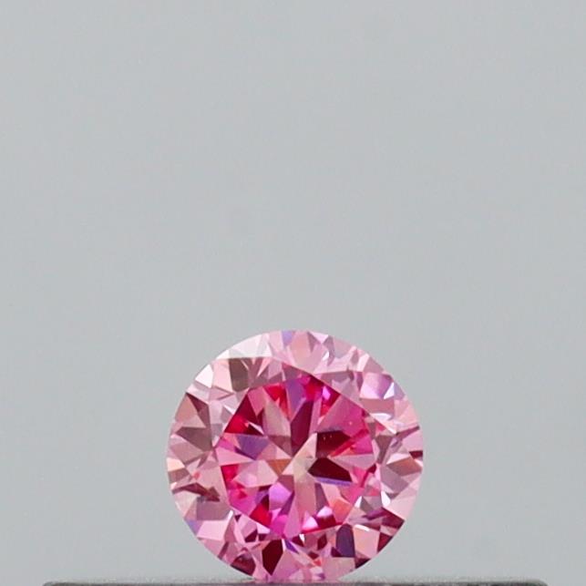 Actual 0.1 carat Vivid Pink Round lab-grown diamond