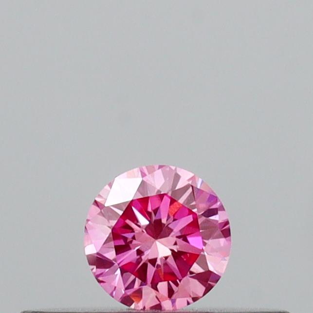 Actual 0.13 carat Vivid Pink Round lab-grown diamond