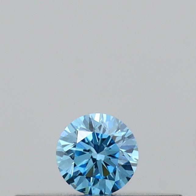 Actual 0.1 carat Vivid Blue Round lab-grown diamond