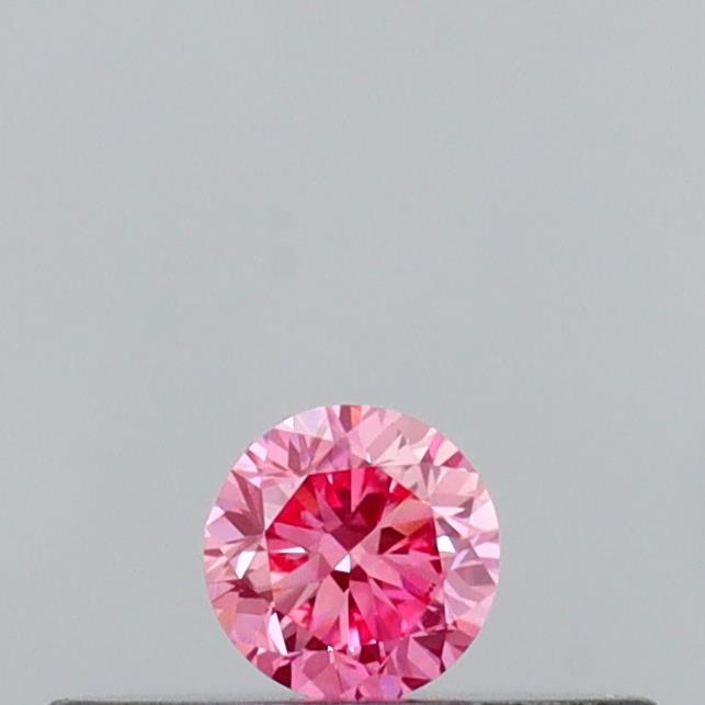 Actual 0.1 carat Vivid Pink Round lab-grown diamond