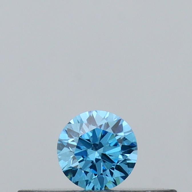 Actual 0.1 carat Vivid Blue Round lab-grown diamond