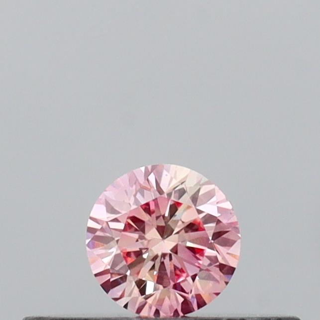 Actual 0.14 carat Intense Pink Round lab-grown diamond