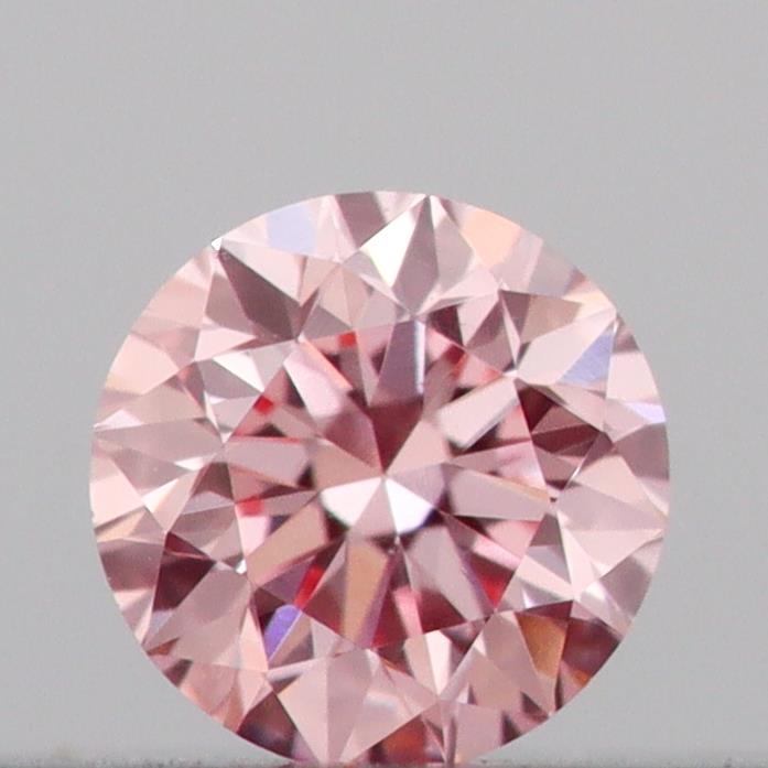 Actual 0.11 carat Fancy Pink Round lab-grown diamond