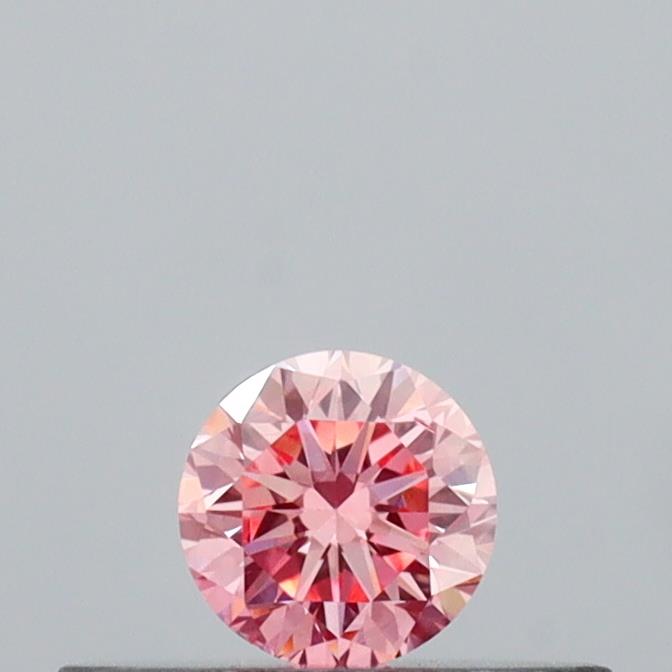 Actual 0.16 carat Intense Pink Round lab-grown diamond