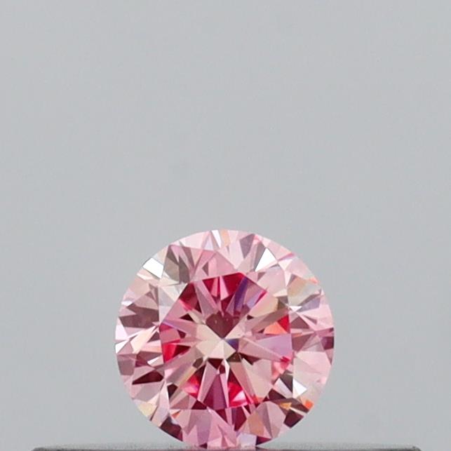 Actual 0.14 carat Intense Pink Round lab-grown diamond