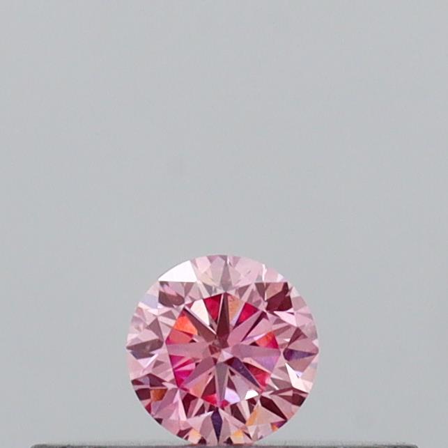 Actual 0.1 carat Intense Pink Round lab-grown diamond