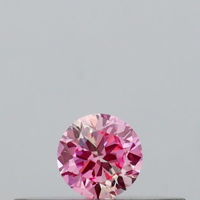 Actual 0.1 carat Intense Pink Round lab-grown diamond