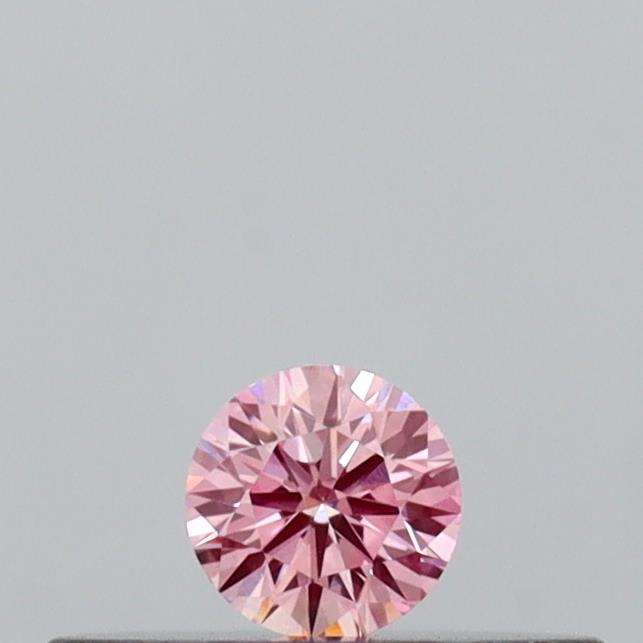 Actual 0.1 carat Intense Pink Round lab-grown diamond