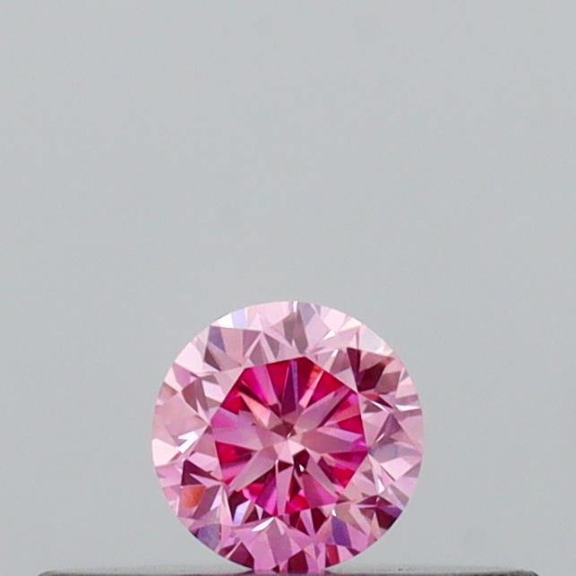 Actual 0.14 carat Vivid Pink Round lab-grown diamond