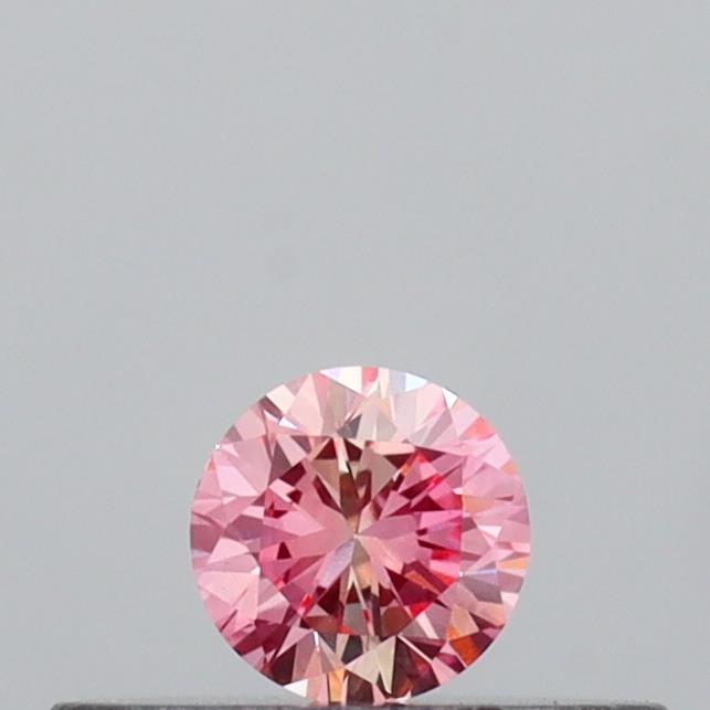 Actual 0.13 carat Intense Pink Round lab-grown diamond