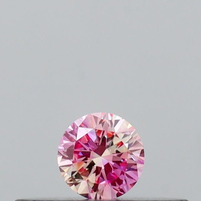 Actual 0.1 carat Intense Pink Round lab-grown diamond