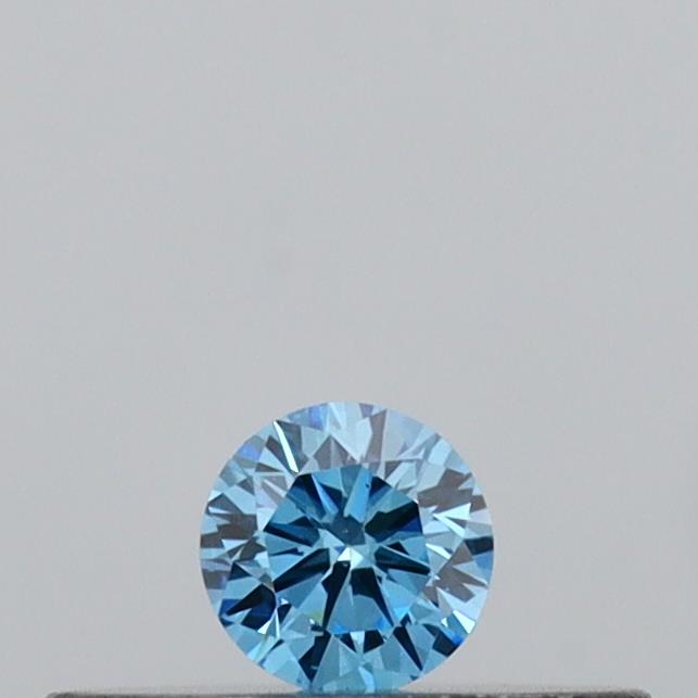 Actual 0.08 carat Vivid Blue Round lab-grown diamond