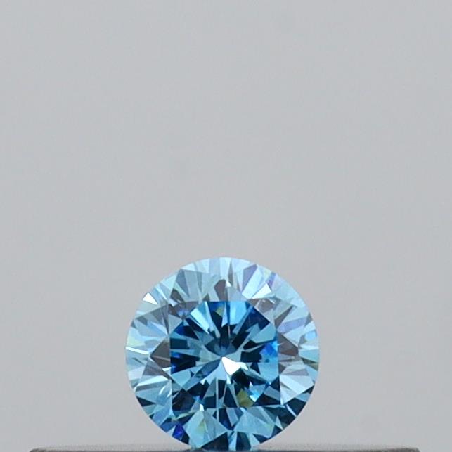 Actual 0.09 carat Vivid Blue Round lab-grown diamond