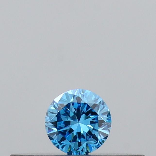 Actual 0.09 carat Vivid Blue Round lab-grown diamond