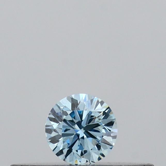 Actual 0.1 carat Vivid Blue Round lab-grown diamond