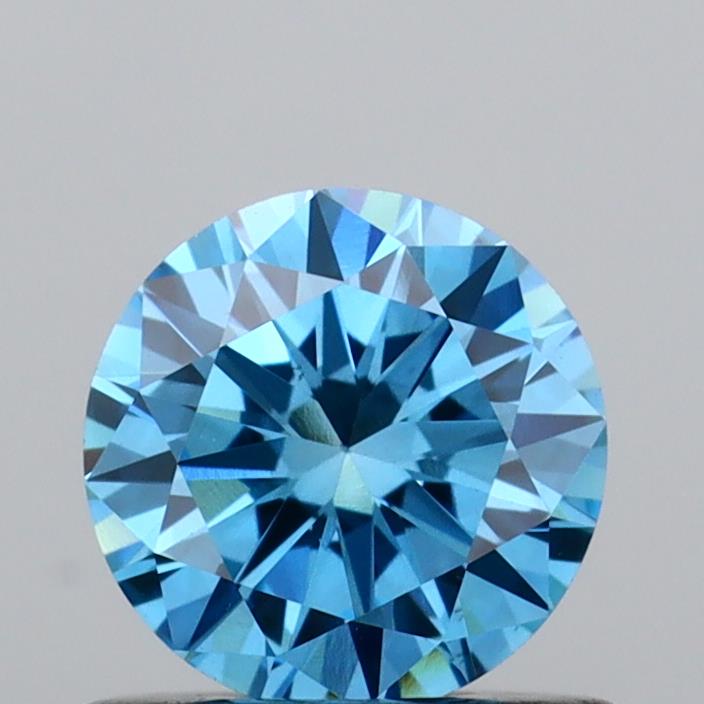Actual 0.63 carat Vivid Blue Round lab-grown diamond