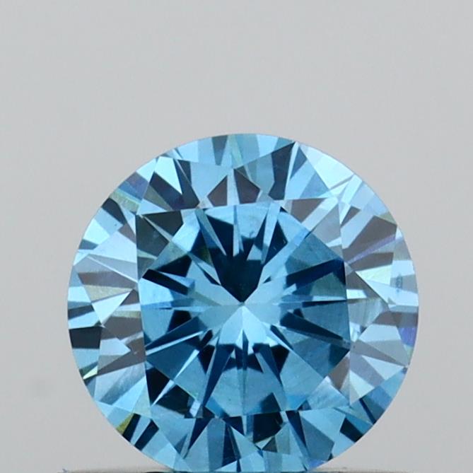 Actual 0.55 carat Vivid Blue Round lab-grown diamond
