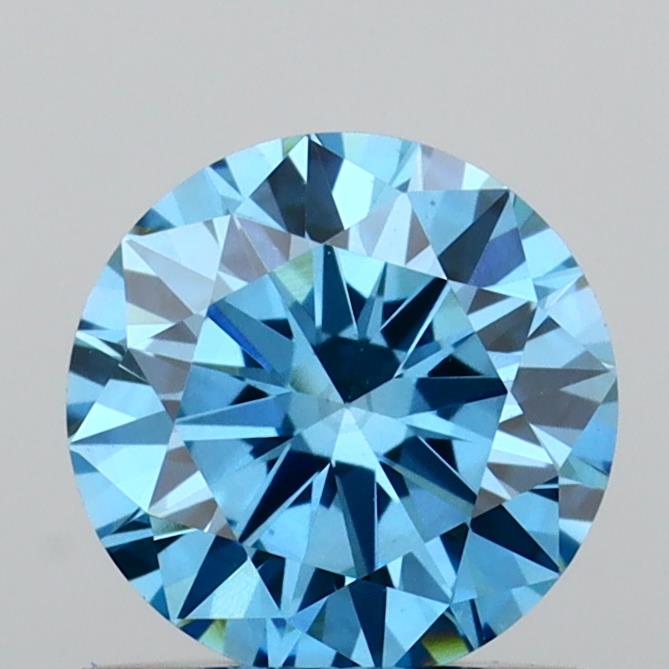 Actual 0.75 carat Vivid Blue Round lab-grown diamond