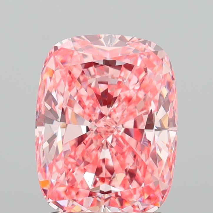 2.40 ct Cushion lab grown diamond Fancy Vivid Pink VS1